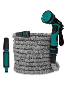 Flexible garden hose 20m - with hose hanger, nozzle and spray gun